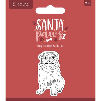 Crafter's Companion Santa Paws Stamp & Die - Pug