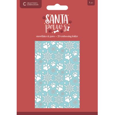 Crafter's Companion Santa Paws 2D Embossing Folder - Snowflakes & Paws