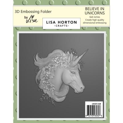 Lisa Horton Crafts 3D Embossing Folder - Believe In Unicorns