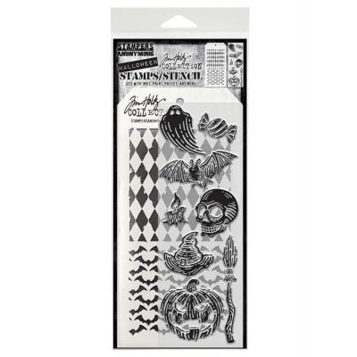 Stampers Anonymous Mixed Media Tim Holtz Stempel + Schablone - Carved Frights