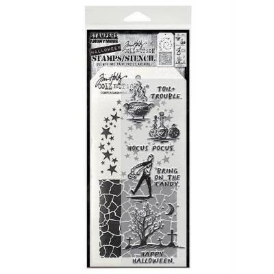 Stampers Anonymous Mixed Media Tim Holtz Stempel + Schablone - Halloween Sketch