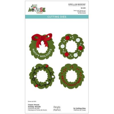 Spellbinders Say Cheese Classic Mouse Christmas Etched Dies - Classic Mouse Holiday Wreath