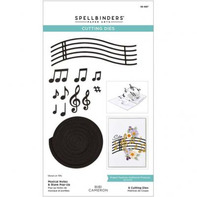 Spellbinders Bibi's Musical Notes Etched Dies - Musical Notes & Stave Pop-Up