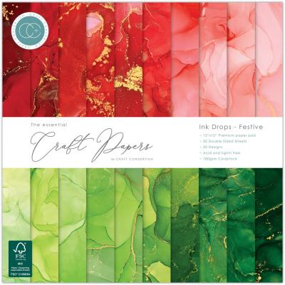 Craft Consortium Essentials Paper Pad - Ink Drops Festive