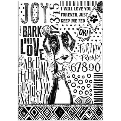 Stamperia Furry Friends Rice Paper - Dog Black and White