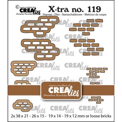 Crealies Cutting Dies - Brickwall with Loose Bricks Small & Middle
