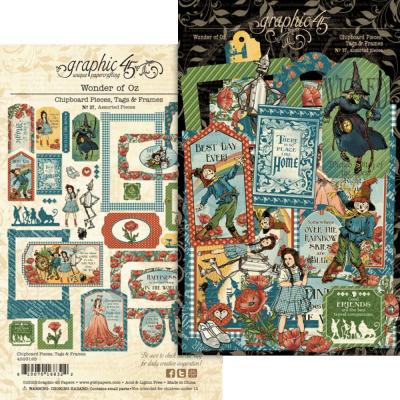 Graphic 45 Wonder of Oz - Chipboard Pieces, Tags & Frames