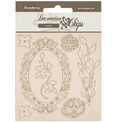 Stamperia Quiet Days Decorative Chips - Frame With Flowers