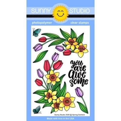 Sunny Studios Stempel - Spring Garland