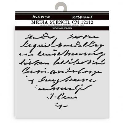 Stamperia Family Stencil - Heart With Writing