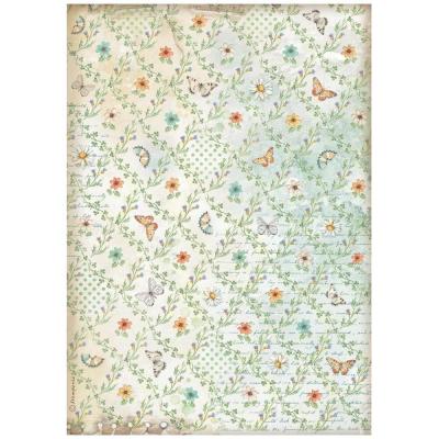 Stamperia Daisy Art Rice Paper - Flowers And Butterfly Pattern