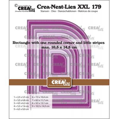 Crealies Cutting Dies - Rectangle With One Rounded Corner And Little Stripe