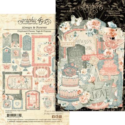 Graphic 45 Always & Forever - Chipboard Pieces, Tags & Frames