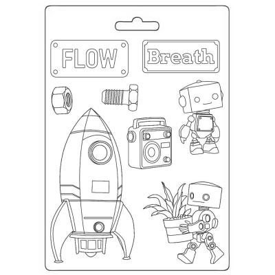 Stamperia A New Beginning Soft Mould - Spaceship And Robot