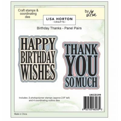 Lisa Horton Crafts Panel Pairs Stamp & Die - Birthday & Thanks