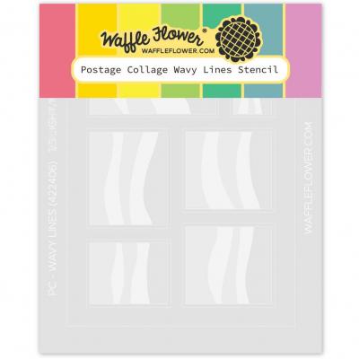 Waffle Flower Postage Collage Stencil - Wavy Lines