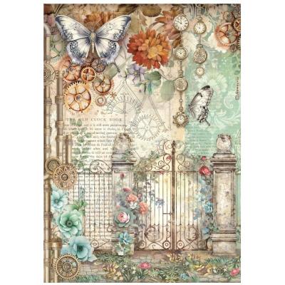 tamperia Gardens of Time Rice Paper - Gate and Butterfly