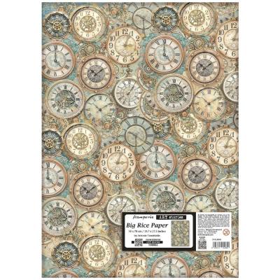 Stamperia Art Stories Big Rice Paper - Clocks Pattern