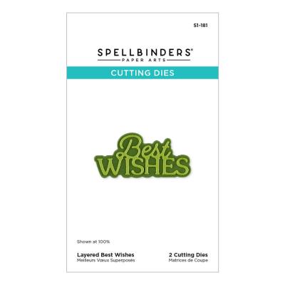 Spellbinders Essentially Yours Sentiments Etched Dies - Layered Best Wishes