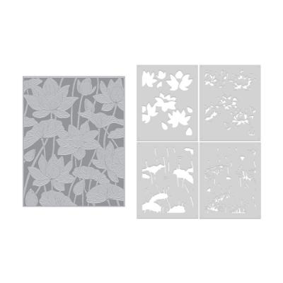 Hero Arts Tranquil Garden Press Plate + Stencil - Bundle Lotus Field