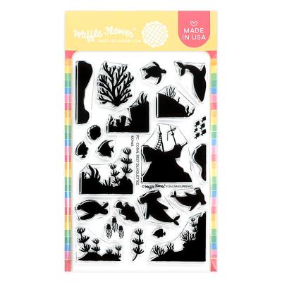 Waffle Flower Postage Collage Stempel - Coral Reef Silhouettes