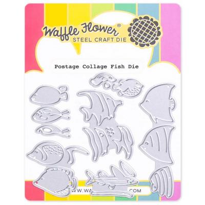 Waffle Flower Postage Collage Dies - Fish