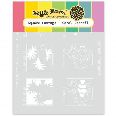 Waffle Flower Square Postage Stencil - Coral
