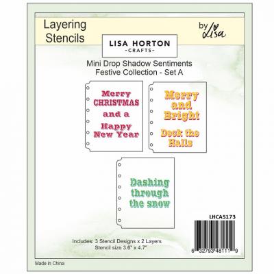 Lisa Horton Crafts Mini Drop Shadow Sentiments Stencil - Set A