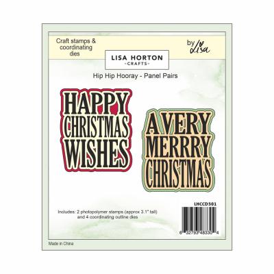 Lisa Horton Crafts Panel Pairs Stamp & Die - Happy Christmas