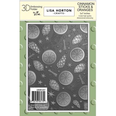 Lisa Horton Crafts 3D Embossing Folder - Cinnamon Sticks And Oranges