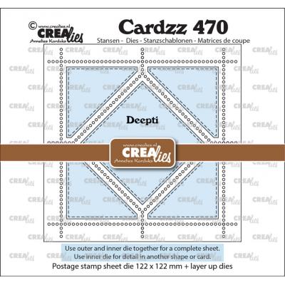 Crealies Cardzz Dies - Postage Stamp Sheet Deepti (Square With Twisted Square)