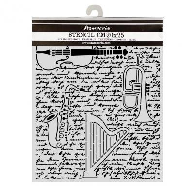 Stamperia Symphony Stencil - Violin, Trumpet, Harp