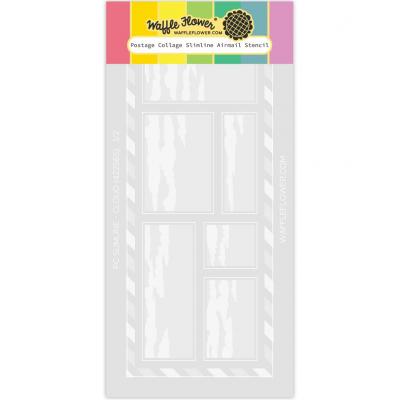 Waffle Flower Postage Collage Stencil - Slimline Airmail