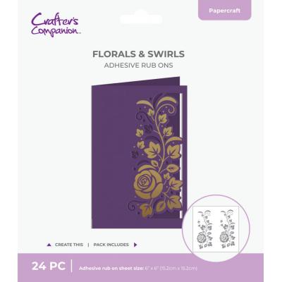 Crafter's Companion Cut In Edge Adhesive Rub Ons - Florals & Swirls