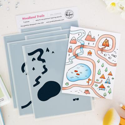 Pinkfresh Studio Quiet Moments Stencil - Woodland Trails