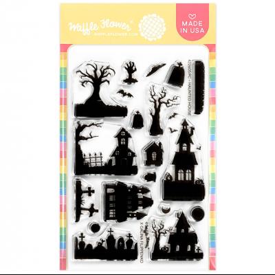 Waffle Flower Postage Collage Stempel -  Haunted House Silhouette