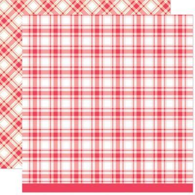 Lawn Fawn Let It Shine Holiday Plaids Designpaper - Poinsettia