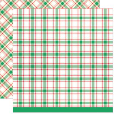 Lawn Fawn Let It Shine Holiday Plaids Designpaper - Mistletoe