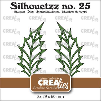 Crealies Silhouetzz Dies - Open Holly Leaf Big And Mirror Image