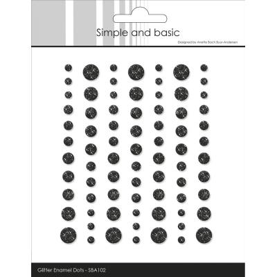 Simple And Basic Glitter Enamel Dots - Black