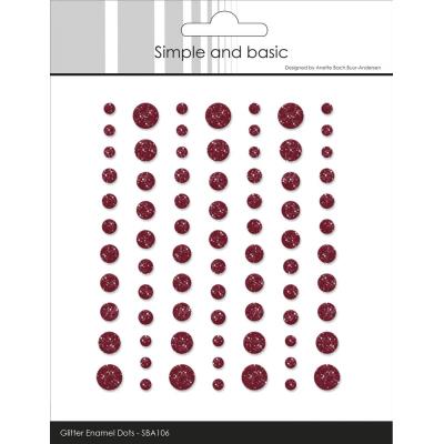 Simple And Basic Glitter Enamel Dots - Wine Red