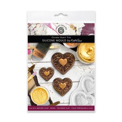 Katy Sue Designs Cosmic Shimmer Silicone Mould - Ornate Heart Trio