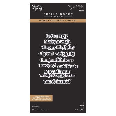 Spellbinders Simon Hurley Simon's Sentiments  Press Plate & Die Set - Birthday Sentiments