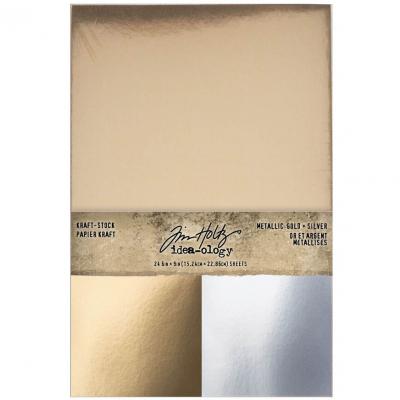Idea-ology Tim Holtz Christmas -  Kraft Stock Metallic Gold + Silver