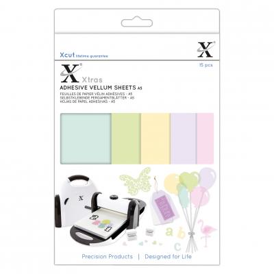 Xcut Xtra's A5 Selbstklebende Pergamentblätter - 5 Pastellfarben