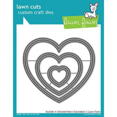 Lawn Fawn Lawn Cuts - Outside In Stitched Heart Stackables