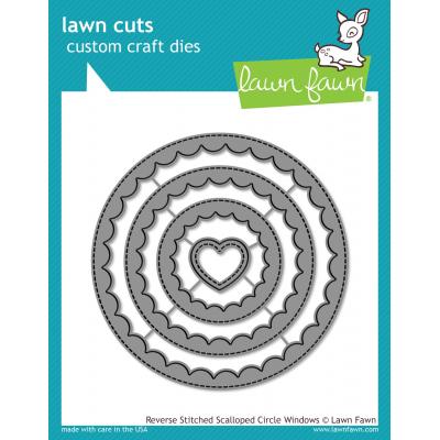 Lawn Fawn Lawn Cuts Reverse Stitched Scalloped - Circle Windows