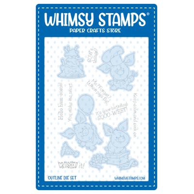 Whimsy Stamps Outlines Die Set - Piggies Crushed It