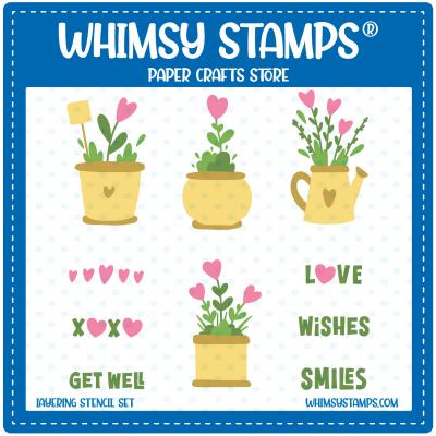Whimsy Stamps Stencil - Planted Hearts