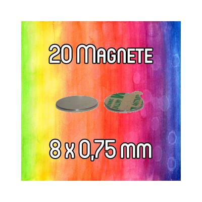 20 Magnete, 8x0,75mm